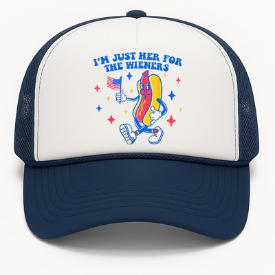 I'm Just Here For The Wieners Funny Fourth of July Trucker Hat