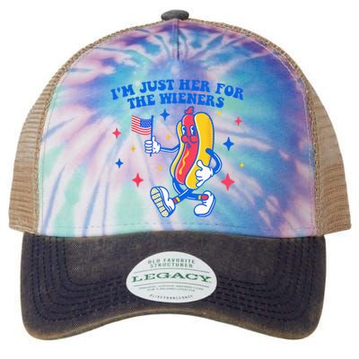 I'm Just Here For The Wieners Funny Fourth of July Legacy Tie Dye Trucker Hat