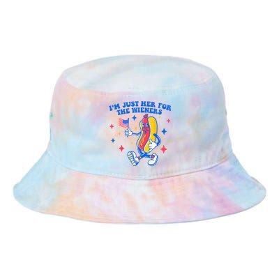 I'm Just Here For The Wieners Funny Fourth of July Tie Dye Newport Bucket Hat