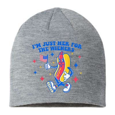 I'm Just Here For The Wieners Funny Fourth of July Sustainable Beanie