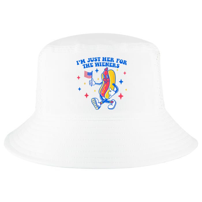 I'm Just Here For The Wieners Funny Fourth of July Cool Comfort Performance Bucket Hat