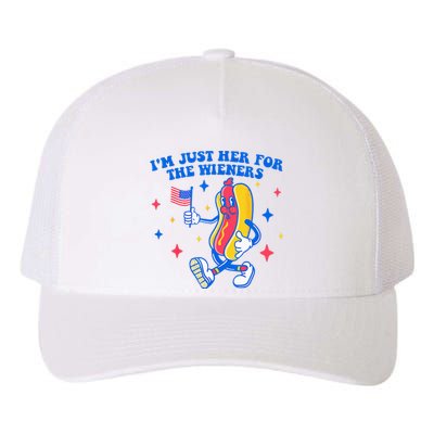 I'm Just Here For The Wieners Funny Fourth of July Yupoong Adult 5-Panel Trucker Hat