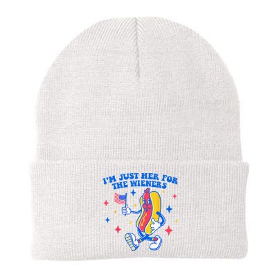 I'm Just Here For The Wieners Funny Fourth of July Knit Cap Winter Beanie