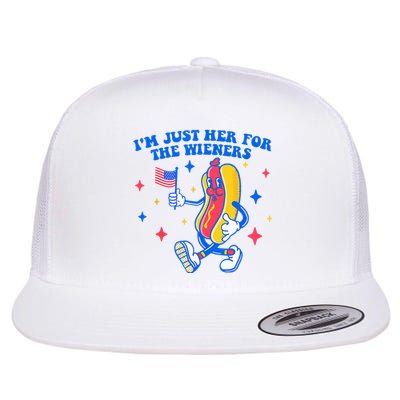 I'm Just Here For The Wieners Funny Fourth of July Flat Bill Trucker Hat