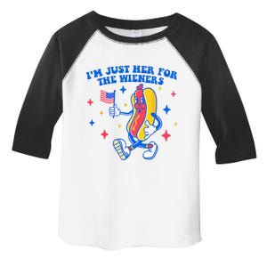 I'm Just Here For The Wieners Funny Fourth of July Toddler Fine Jersey T-Shirt