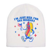 I'm Just Here For The Wieners Funny Fourth of July Short Acrylic Beanie