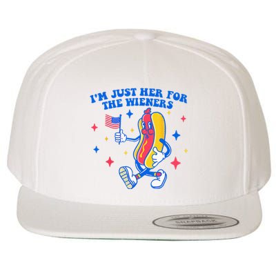 I'm Just Here For The Wieners Funny Fourth of July Wool Snapback Cap