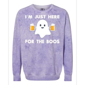 IM Just Here For The Boos Cool Gift Funny Halloween Beer Gift Colorblast Crewneck Sweatshirt