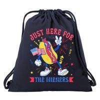 IM Just Here For The Wieners Funny Hot Dog 4th Of July Drawstring Bag