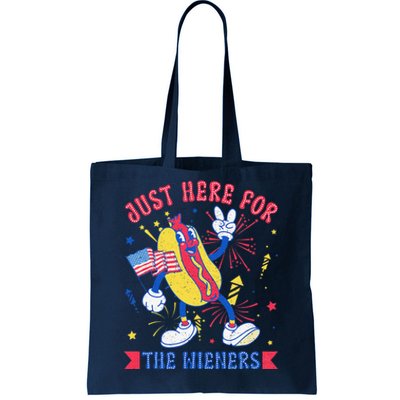 IM Just Here For The Wieners Funny Hot Dog 4th Of July Tote Bag