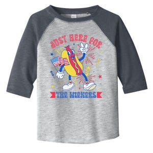 IM Just Here For The Wieners Funny Hot Dog 4th Of July Toddler Fine Jersey T-Shirt