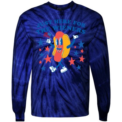 I'm Just Here For The Wieners Funny 4th Of July Tie-Dye Long Sleeve Shirt