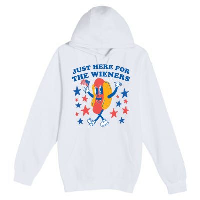 I'm Just Here For The Wieners Funny 4th Of July Premium Pullover Hoodie