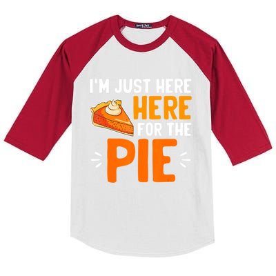 I'm Just Here For The Pie Thanksgiving Pumpkin Pie Family Kids Colorblock Raglan Jersey