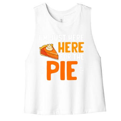 I'm Just Here For The Pie Thanksgiving Pumpkin Pie Family Women's Racerback Cropped Tank