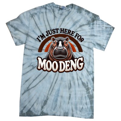 IM Just Here For Moo Deng Cute Baby Hippo 2024 Meme Vintage Rainbow Tie-Dye T-Shirt