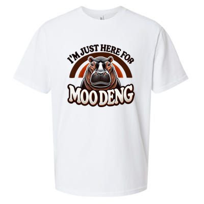 IM Just Here For Moo Deng Cute Baby Hippo 2024 Meme Vintage Rainbow Sueded Cloud Jersey T-Shirt