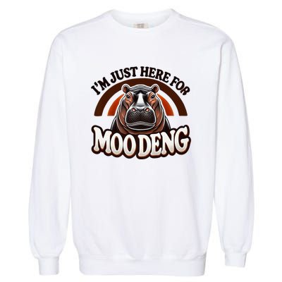 IM Just Here For Moo Deng Cute Baby Hippo 2024 Meme Vintage Rainbow Garment-Dyed Sweatshirt