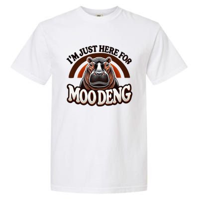 IM Just Here For Moo Deng Cute Baby Hippo 2024 Meme Vintage Rainbow Garment-Dyed Heavyweight T-Shirt