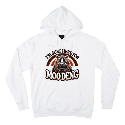 IM Just Here For Moo Deng Cute Baby Hippo 2024 Meme Vintage Rainbow Hoodie