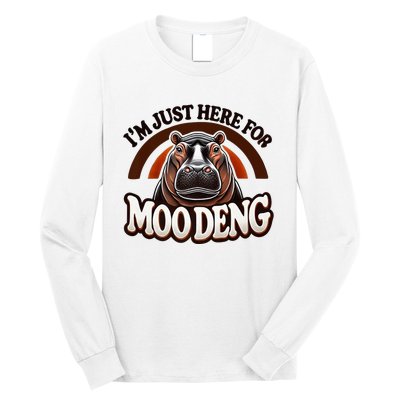 IM Just Here For Moo Deng Cute Baby Hippo 2024 Meme Vintage Rainbow Long Sleeve Shirt