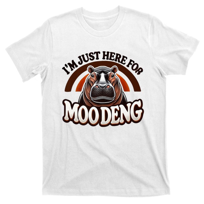 IM Just Here For Moo Deng Cute Baby Hippo 2024 Meme Vintage Rainbow T-Shirt