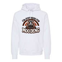 IM Just Here For Moo Deng Cute Baby Hippo 2024 Meme Vintage Rainbow Premium Hoodie