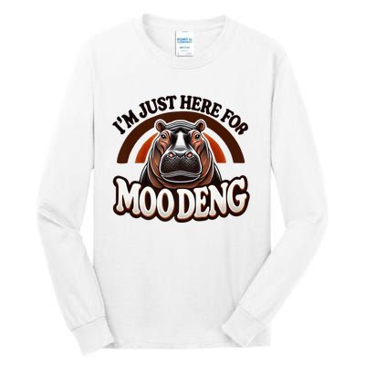 IM Just Here For Moo Deng Cute Baby Hippo 2024 Meme Vintage Rainbow Tall Long Sleeve T-Shirt