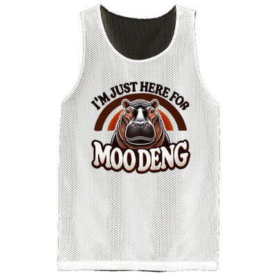 IM Just Here For Moo Deng Cute Baby Hippo 2024 Meme Vintage Rainbow Mesh Reversible Basketball Jersey Tank