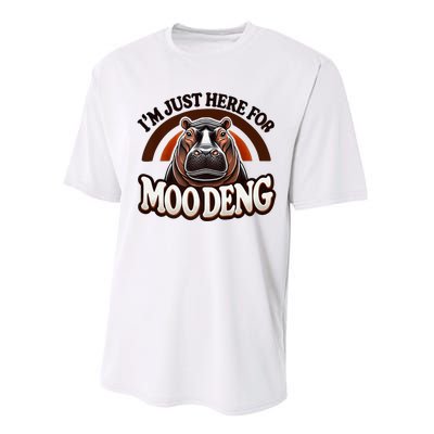 IM Just Here For Moo Deng Cute Baby Hippo 2024 Meme Vintage Rainbow Performance Sprint T-Shirt