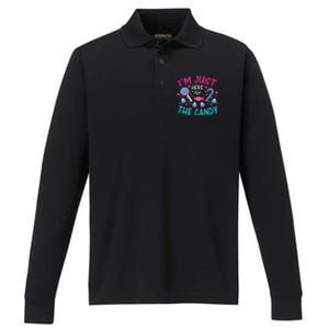 Im Just Here For The Candy Halloween Performance Long Sleeve Polo