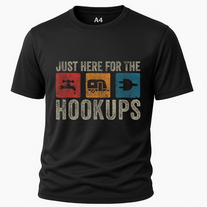 IM Just Here For The Hookups Funny Camp Rv Camper Camping Cooling Performance Crew T-Shirt