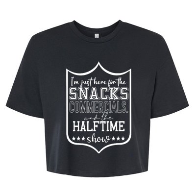 IM Just Here For The Food And Commercials Halftime Show Game Day Bella+Canvas Jersey Crop Tee