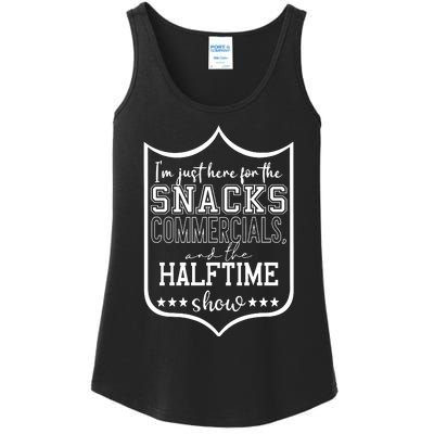 IM Just Here For The Food And Commercials Halftime Show Game Day Ladies Essential Tank