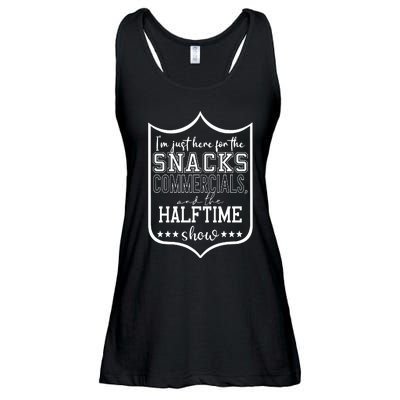 IM Just Here For The Food And Commercials Halftime Show Game Day Ladies Essential Flowy Tank