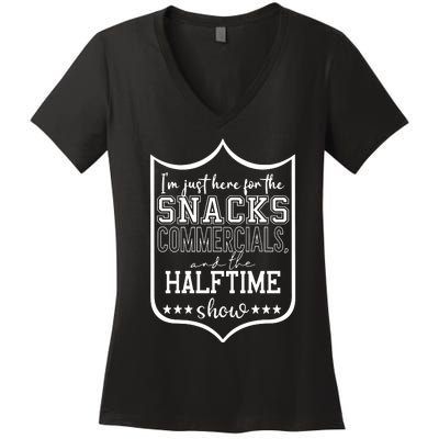 IM Just Here For The Food And Commercials Halftime Show Game Day Women's V-Neck T-Shirt