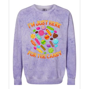 Im Just Here For The Candy Funny Halloween Pun Colorblast Crewneck Sweatshirt