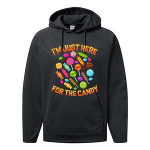 Im Just Here For The Candy Funny Halloween Pun Performance Fleece Hoodie