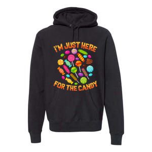 Im Just Here For The Candy Funny Halloween Pun Premium Hoodie