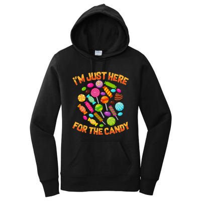 Im Just Here For The Candy Funny Halloween Pun Women's Pullover Hoodie