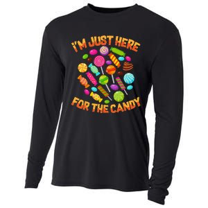 Im Just Here For The Candy Funny Halloween Pun Cooling Performance Long Sleeve Crew