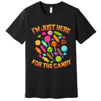 Im Just Here For The Candy Funny Halloween Pun Premium T-Shirt