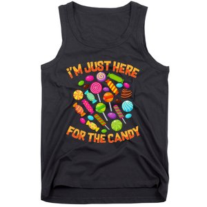 Im Just Here For The Candy Funny Halloween Pun Tank Top