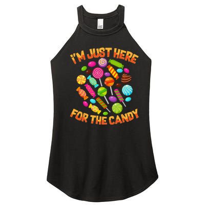 Im Just Here For The Candy Funny Halloween Pun Women’s Perfect Tri Rocker Tank