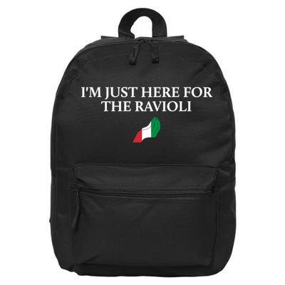 Im Just Here For The Ravioli Funny Italian Humor Italy Food 16 in Basic Backpack