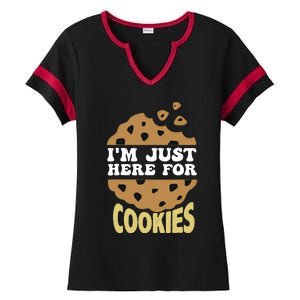 IM Just Here For The Cookies Funny Christmas Cookies Outfit Ladies Halftime Notch Neck Tee