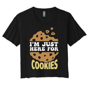 IM Just Here For The Cookies Funny Christmas Cookies Outfit Women's Crop Top Tee