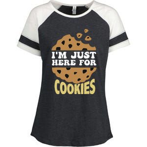 IM Just Here For The Cookies Funny Christmas Cookies Outfit Enza Ladies Jersey Colorblock Tee