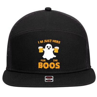 IM Just Here For The Boos Gift Funny Beer Cute Gift 7 Panel Mesh Trucker Snapback Hat