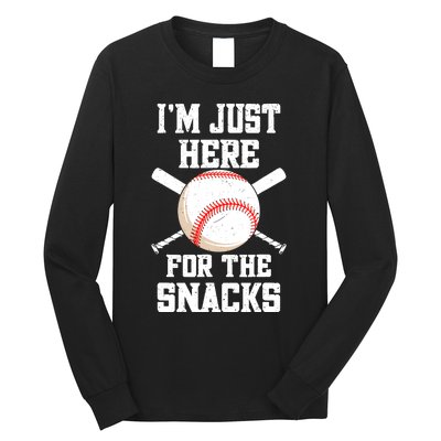 I'm Just Here For The Snacks Vintage Baseball Long Sleeve Shirt